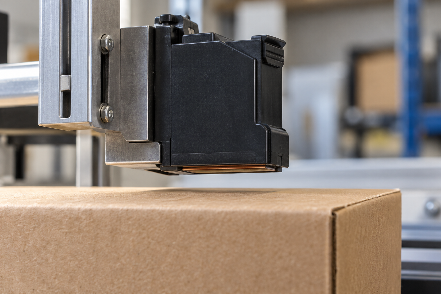 Unbranded cartridge above a plain carton, with an unmeasured air gap